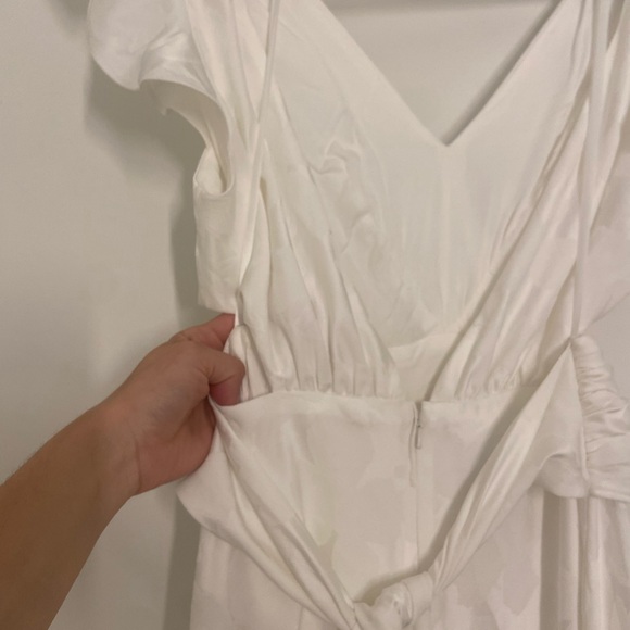 BHLDN White Plunge Neck Flutter Sleeve Gown - Picture 8 of 9